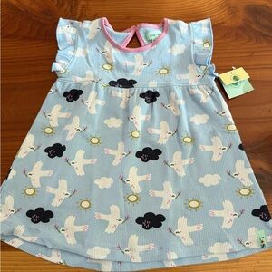 Blue Ruffled Tiered Sundress with Flutter Sleeves